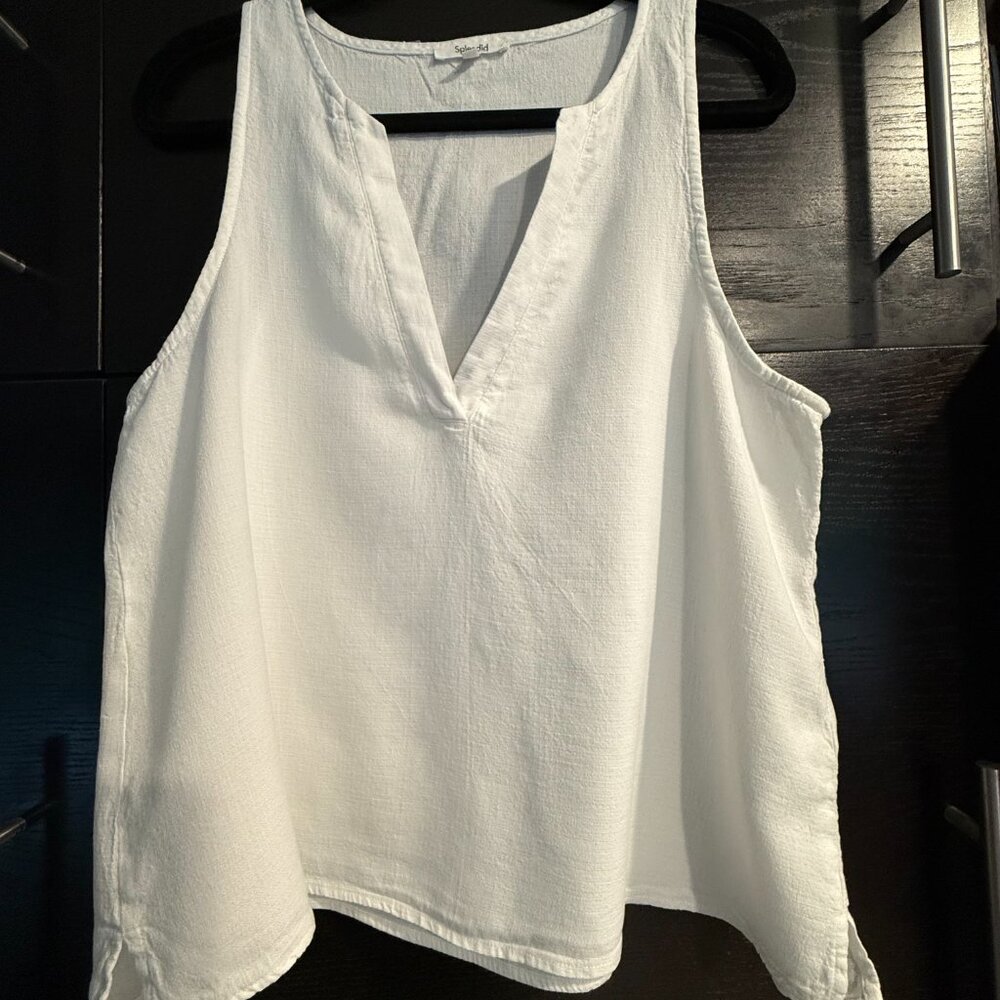 Splendid White Linen Stella Shorts & Tank Set, Sz XL